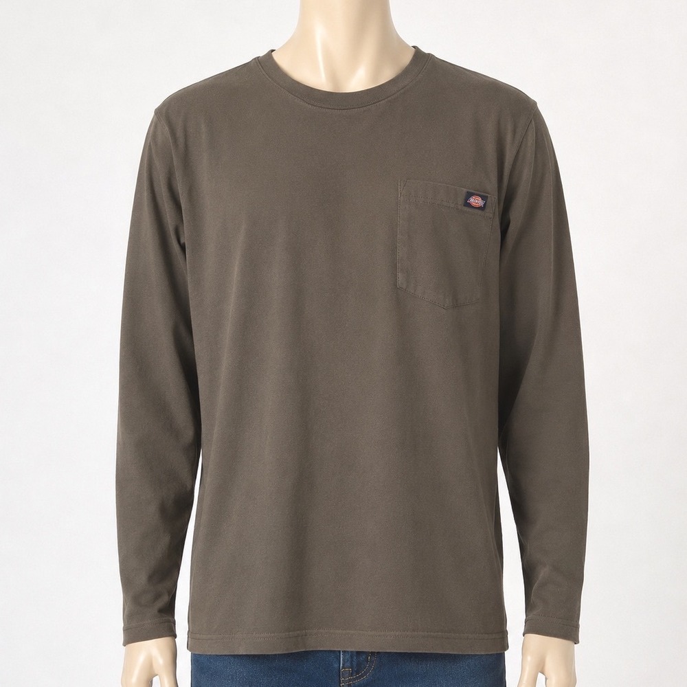 Genuine Dickies Mens XL Long Sleeve Pocket T-Shirt Olive Green Performance Tee